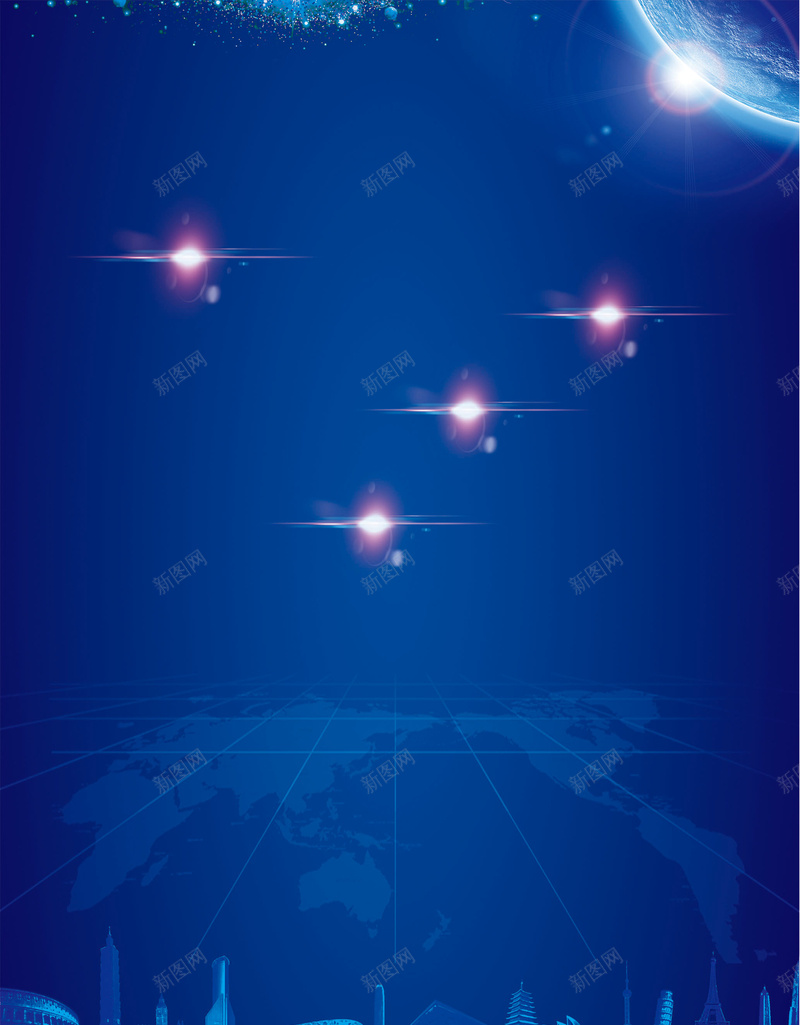 蓝色公司企业年会海报psd设计背景_新图网 https://ixintu.com 企业 企业年会 公司 公司年会 城市剪影 年会广告 年会海报 年会背景 蓝色 蓝色背景