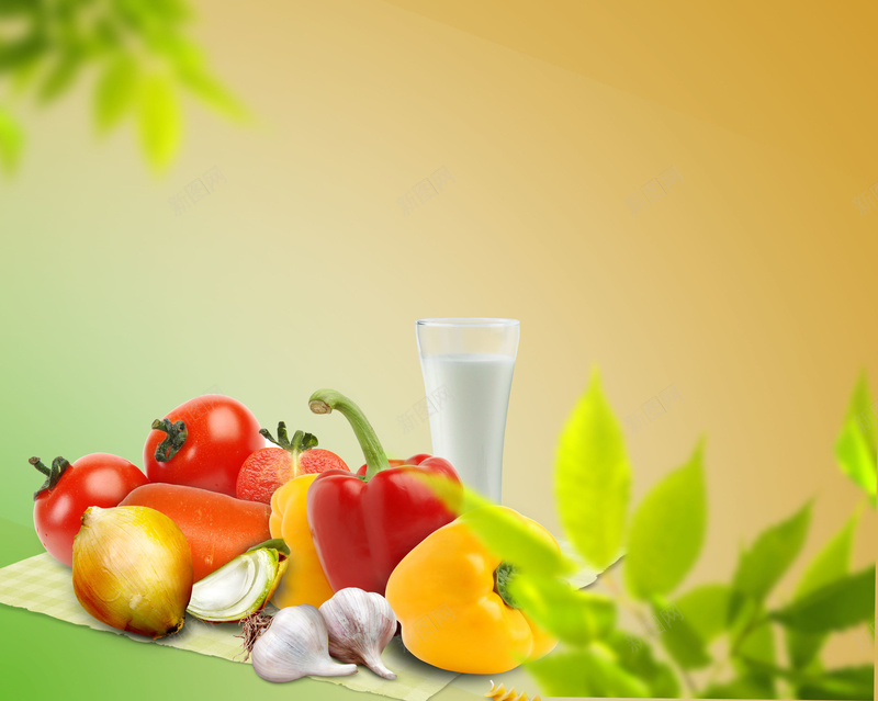 健康食品海报背景psd设计背景_新图网 https://ixintu.com 健康 健康食品方案二图片下载 水果 渐变 牛奶 简约 绿色 营养搭配 食物