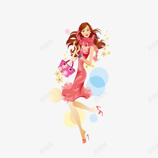 时尚购物女郎png免抠素材_新图网 https://ixintu.com 女郎 时尚 水彩 购物