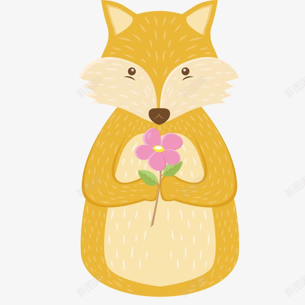 可爱送花小狐狸png免抠素材_新图网 https://ixintu.com 动物 可爱 狐狸 送花