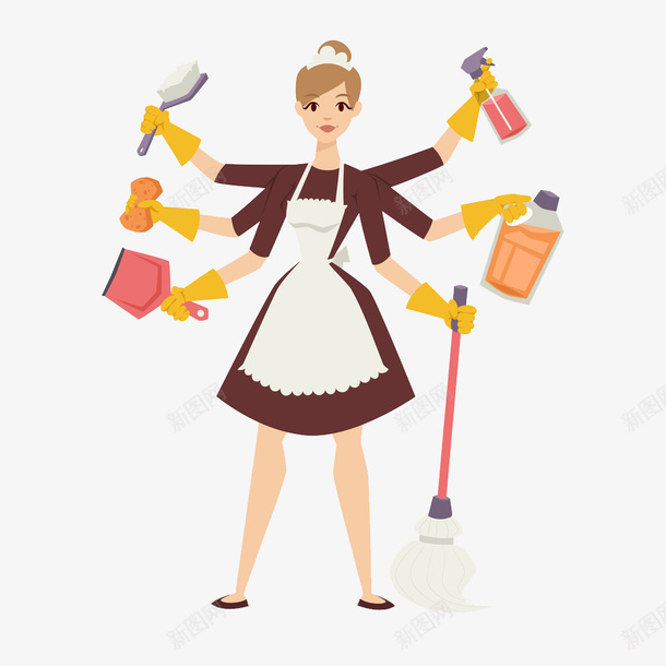 消毒打扫卫生的家庭妇女psd免抠素材_新图网 https://ixintu.com 卫生 家庭妇女 干净 消毒