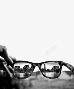 黑白眼镜里的城市素材