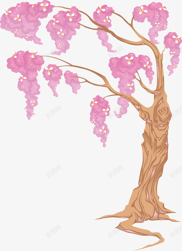 卡通手绘紫金花树插画矢量图ai免抠素材_新图网 https://ixintu.com 卡通动物 卡通风景 可爱动物 小鸟 手绘紫金花树 水塘风景 青蛙 风景插画 矢量图