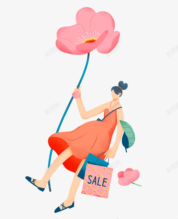 噪点插画手绘女孩png免抠素材_新图网 https://ixintu.com 女生 扁平 手绘 插画