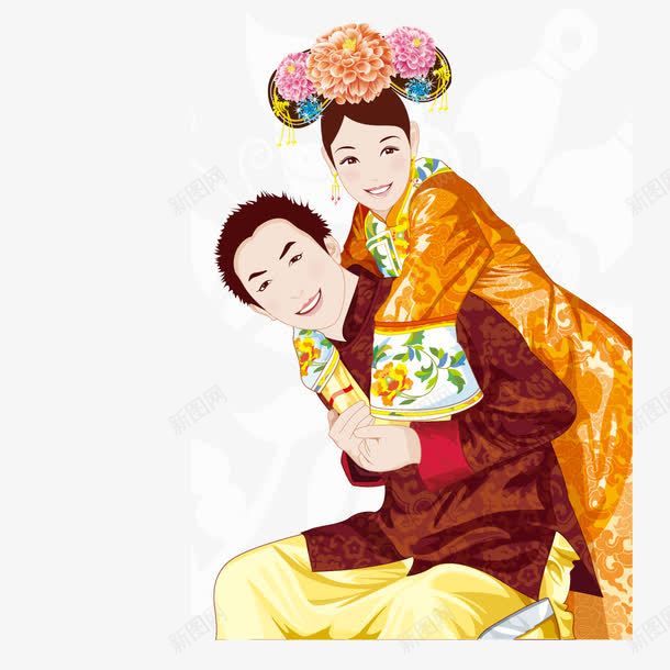 古装背着妻子的丈夫png免抠素材_新图网 https://ixintu.com 丈夫 古装 妻子 背着