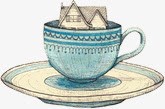 手绘咖啡蓝色复古png免抠素材_新图网 https://ixintu.com 咖啡 复古 蓝色