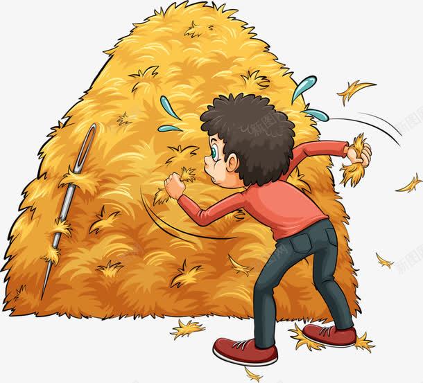 稻草堆藏剑png免抠素材_新图网 https://ixintu.com 宝剑 男孩挖稻草 稻草 稻草堆