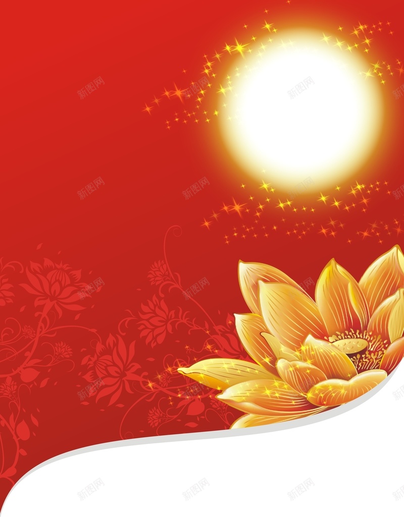 浪漫黄花红底背景jpg设计背景_新图网 https://ixintu.com 浪漫 黄花 红底 底纹 红色 中国风