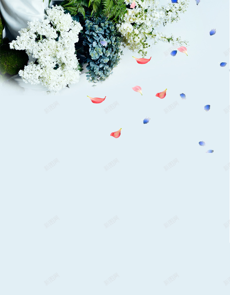 植物背景的H5图片jpg设计背景_新图网 https://ixintu.com h5背景 构成图片 构成 海报 花 H5 蓝色 植物