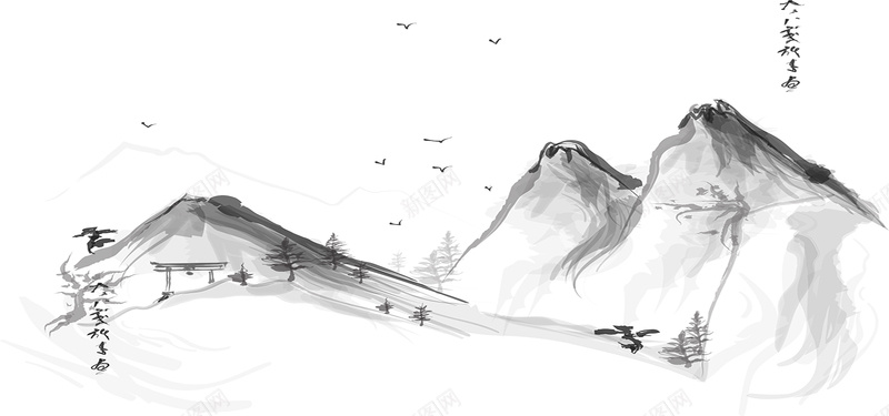中国风水墨山水画jpg设计背景_新图网 https://ixintu.com 中国风 水墨 山水画 中国元素 古典文化 大气 素材背景 中国画 海报banner 海报