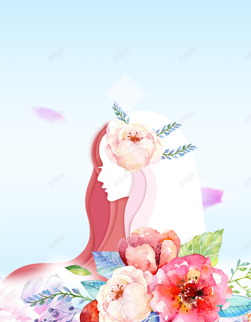 唯美手绘女神节海报背景模板psd高清背景_新图网 https://ixintu.com 唯美 女王 女神 女神节 手绘 手绘花朵 水彩背景 海报背景 海报背景模板 花卉 花朵