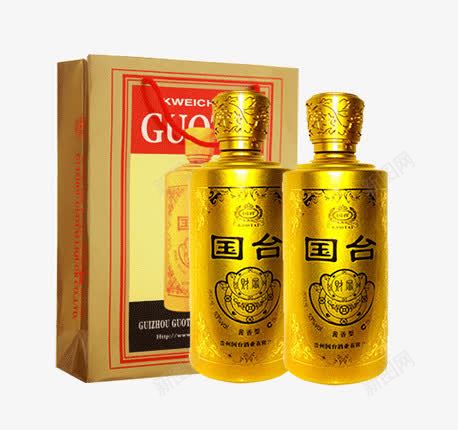 53度酱香财富酒png免抠素材_新图网 https://ixintu.com 产品实物 国台 礼盒装 财富 酒水 酱香 金色