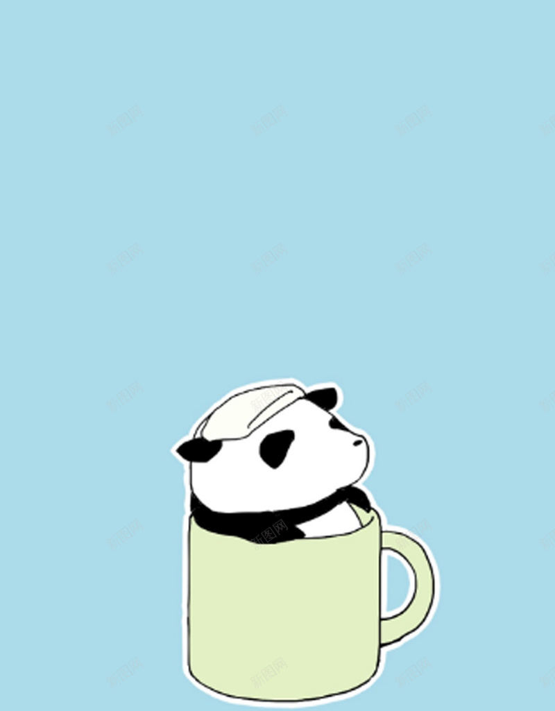 蓝色熊猫H5背景jpg设计背景_新图网 https://ixintu.com 卡通 可爱 小清新 文艺 熊猫 简约 茶杯 蓝色