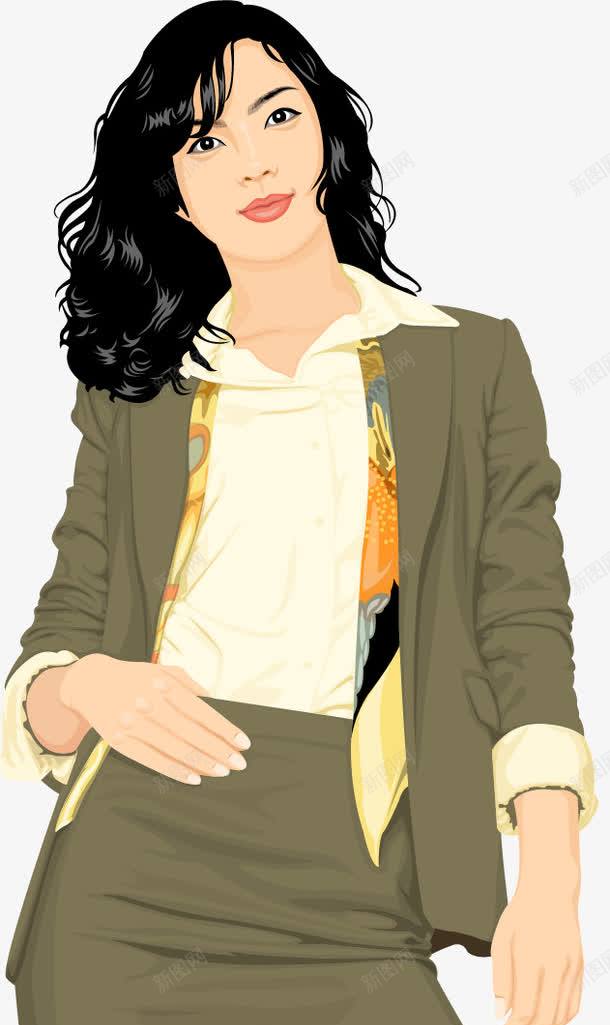 手绘知性女子png免抠素材_新图网 https://ixintu.com 手绘 白领 知性女子