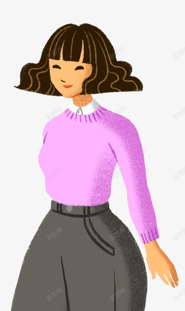 手绘噪点人物png免抠素材_新图网 https://ixintu.com 人物 商务 女生 手绘
