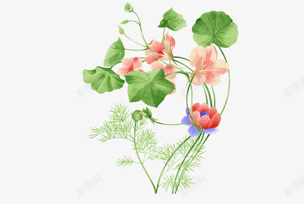 花花底纹psd免抠素材_新图网 https://ixintu.com 叶子 花 花卉