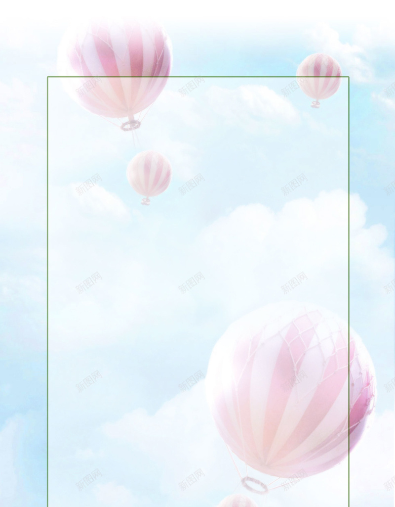 蓝色清新手绘春季新品热气球背景psd设计背景_新图网 https://ixintu.com 女装背景 手绘 折扣 时尚 春季新品 清新 热气球 简约 蓝色 边框