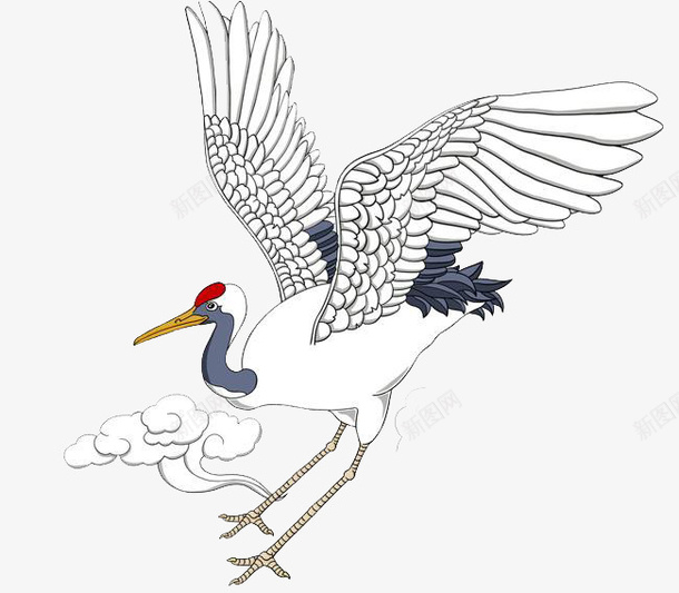 国潮文化仙鹤祥云psd免抠素材_新图网 https://ixintu.com 仙鹤 动物 国潮 祥云