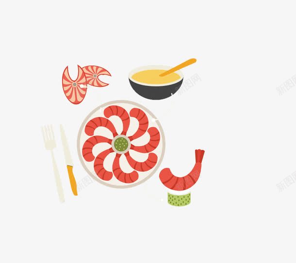 美食大餐png免抠素材_新图网 https://ixintu.com 扁平素材 虾子 鲜汤