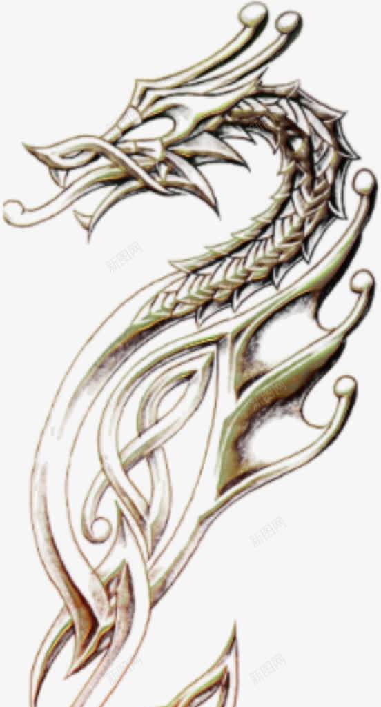 浮雕手绘龙png免抠素材_新图网 https://ixintu.com 手绘龙 浮雕龙 白龙 龙骨