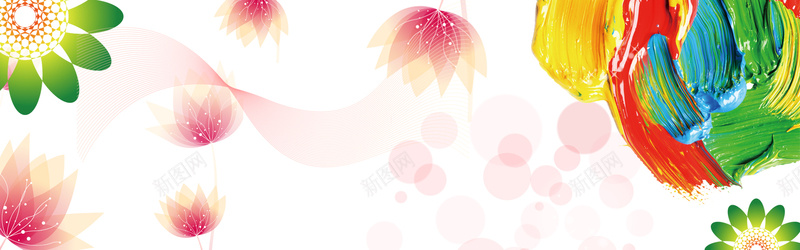 春网页炫彩小清新花瓣banner背景psd设计背景_新图网 https://ixintu.com banner 小清新 平面 彩色 扁平 春季 炫彩 网页 花瓣 设计