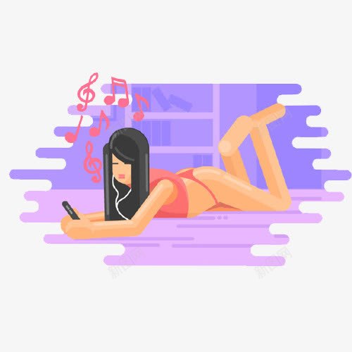 躺着玩手机的女孩png免抠素材_新图网 https://ixintu.com 人物 变频股哈 彩色 插画 躺着赚钱
