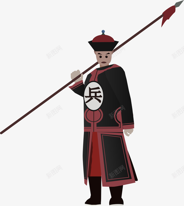 清朝军士清朝矢量图ai免抠素材_新图网 https://ixintu.com 人物 卡通 历史 清朝 矢量图