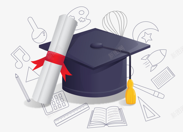 图博士帽png免抠素材_新图网 https://ixintu.com 博士 学习 教育 读书