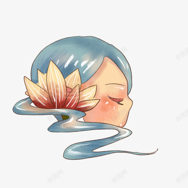 唯美荷花装饰插画png免抠素材_新图网 https://ixintu.com 手绘 唯美 荷花 装饰