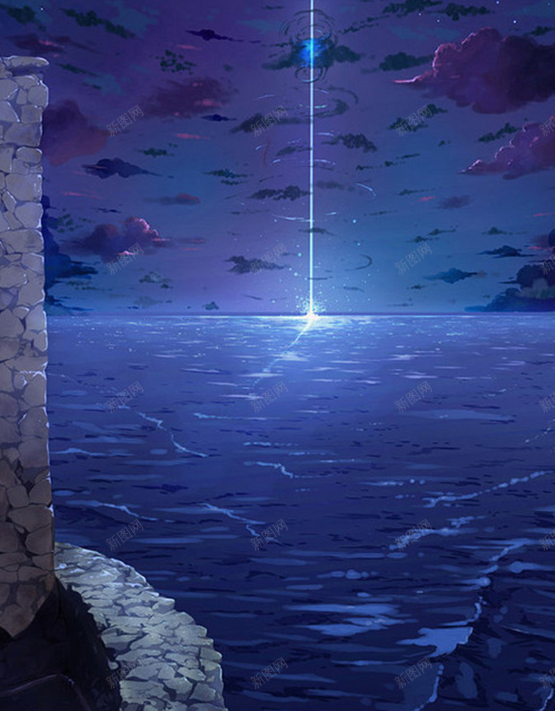 蓝色唯美夜景插画H5背景jpg设计背景_新图网 https://ixintu.com 卡通 唯美 夜景 手绘 插画 插画H5背景 插画背景素材 梦幻 童趣 蓝色