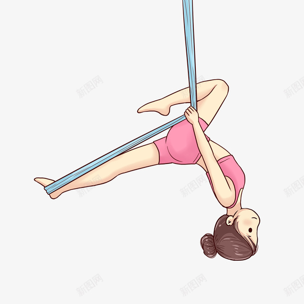 吊绳运动卡通少女瑜伽png免抠素材_新图网 https://ixintu.com 卡通 吊绳 少女 拉筋 瑜伽 运动
