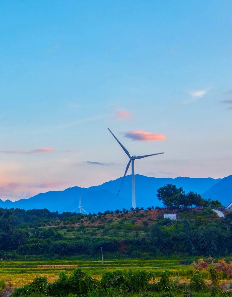 乡间风力发电远景H5背景jpg设计背景_新图网 https://ixintu.com 乡间 绿色 草丛 山峰 天空 风力发电 远景 摄影