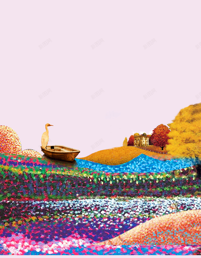 水彩油画彩妆风景psd设计背景_新图网 https://ixintu.com 丰收 彩妆 手绘 水彩 油画 画画 花丛 花朵 风景