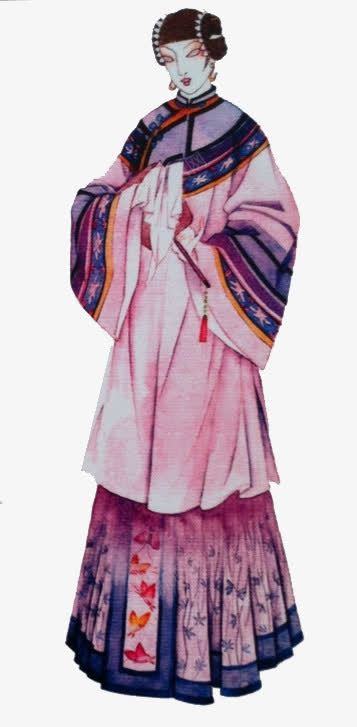 清代平民服png免抠素材_新图网 https://ixintu.com 宽松 粉色 长裙 飘逸