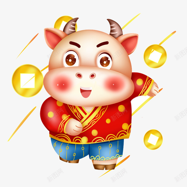 可爱喜庆的牛牛20psd免抠素材_新图网 https://ixintu.com 送财牛 新年欢乐牛 卡通牛 喜庆的牛
