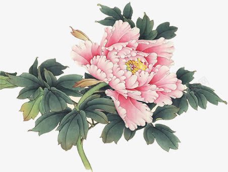 中秋节手绘绿叶粉花包装png免抠素材_新图网 https://ixintu.com 中秋节 包装 绿叶