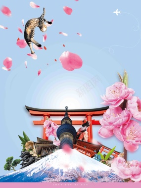 春季日本旅游海报设计背景模板背景