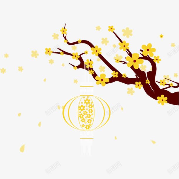 树枝灯笼png免抠素材_新图网 https://ixintu.com 卡通树 树枝 灯笼 花 花卉 花朵