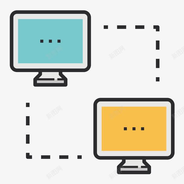链接png免抠素材_新图网 https://ixintu.com 扁平化 科技 素材 联机