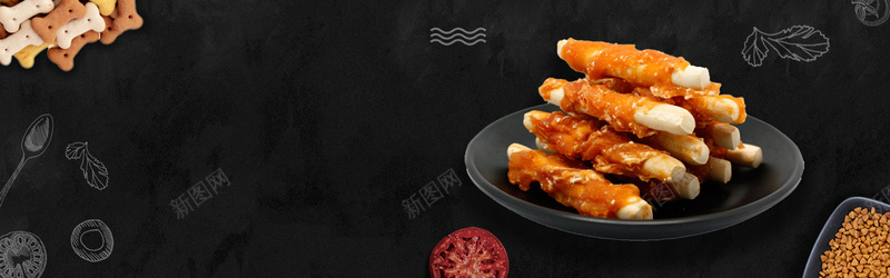 狗粮大促简约黑色bannerpsd设计背景_新图网 https://ixintu.com 复古 大气 涂鸦 狗粮大促 简约 粉笔画 肉 黑色