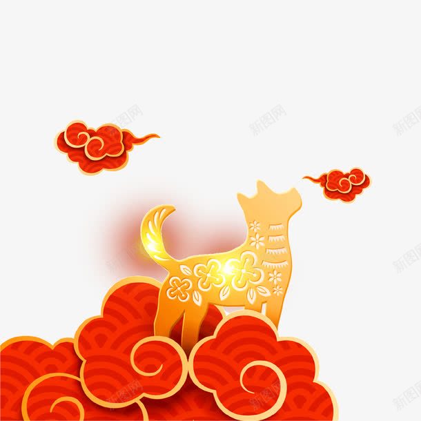 红色3D立体创意狗png免抠素材_新图网 https://ixintu.com 3D微立体 3D立体纸雕 中国风 新年 狗年 立体 立体剪纸 红色