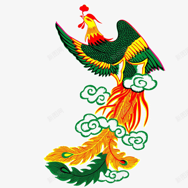 手绘彩色凤凰1png免抠素材_新图网 https://ixintu.com 凤凰 彩色 手绘 背景