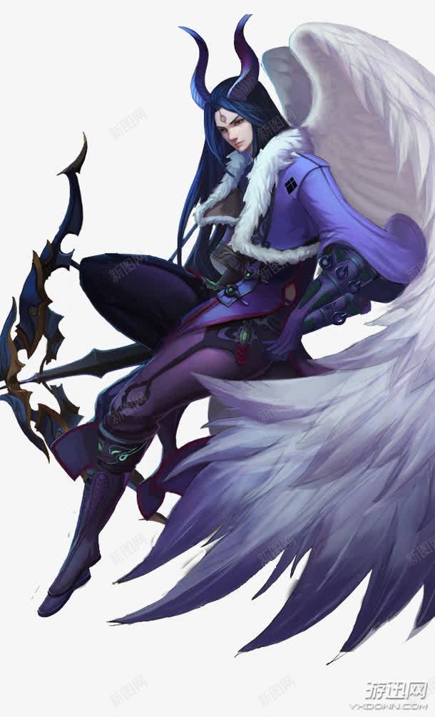 白羽恶魔手绘古风png免抠素材_新图网 https://ixintu.com 古风 恶魔 白羽