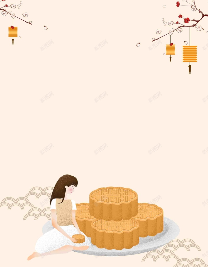 简约中秋月饼促销手绘插画psd设计背景_新图网 https://ixintu.com 中秋 中秋节快乐 佳节献礼 八月十五 喜迎中秋节 手绘 插画 月饼促销 简约