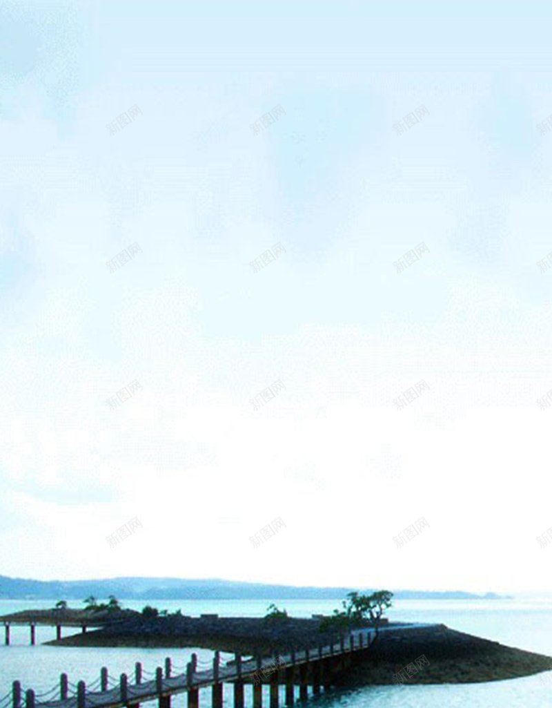 水上木栈道风景H5背景素材jpg设计背景_新图网 https://ixintu.com 蓝色 海洋 木栈道 风景 小岛 摄影