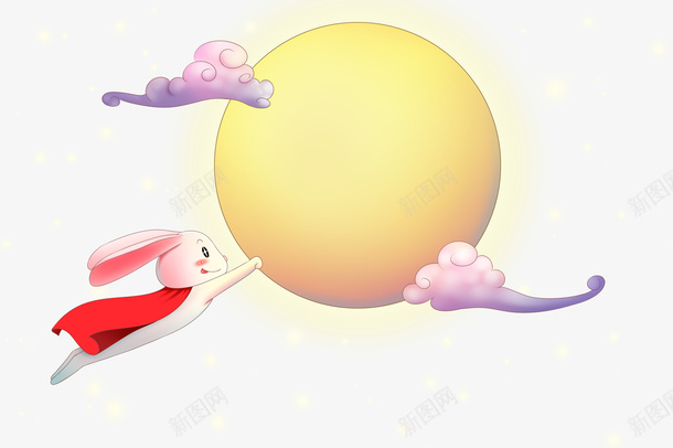中秋超级月兔png免抠素材_新图网 https://ixintu.com 中秋国庆 月兔 月球 节日 趣味 飞兔