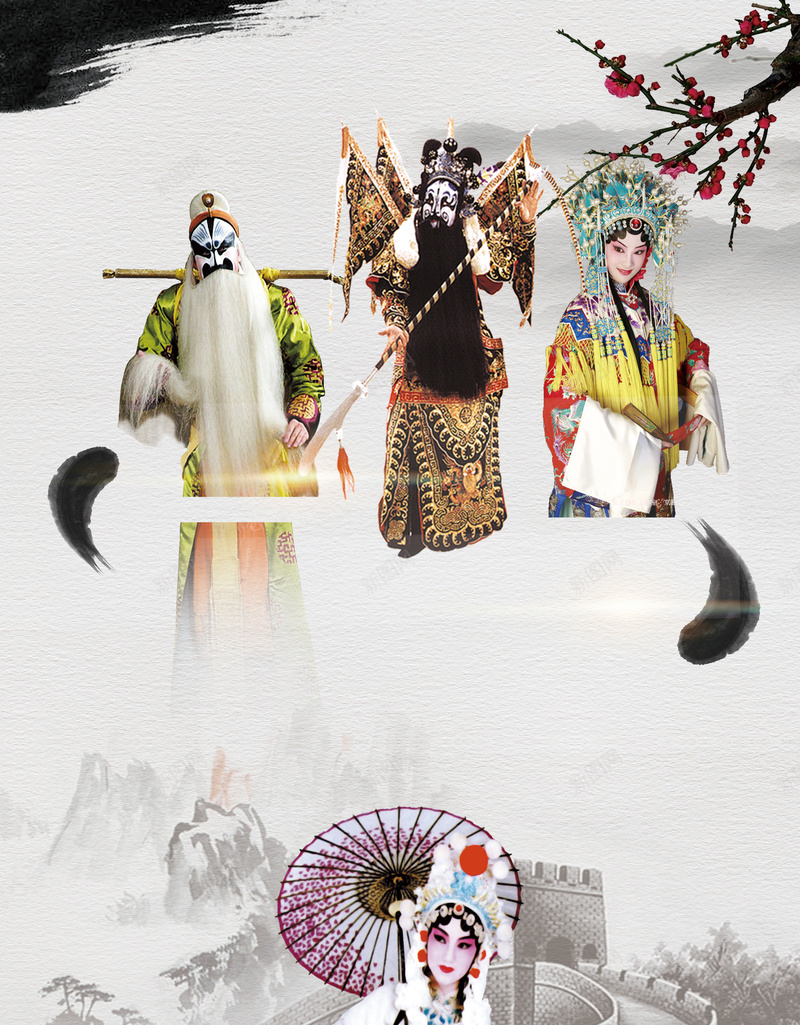 京剧宣传海报背景psd设计背景_新图网 https://ixintu.com 京剧 人物 宣传 戏剧 手绘 文艺 海报 背景