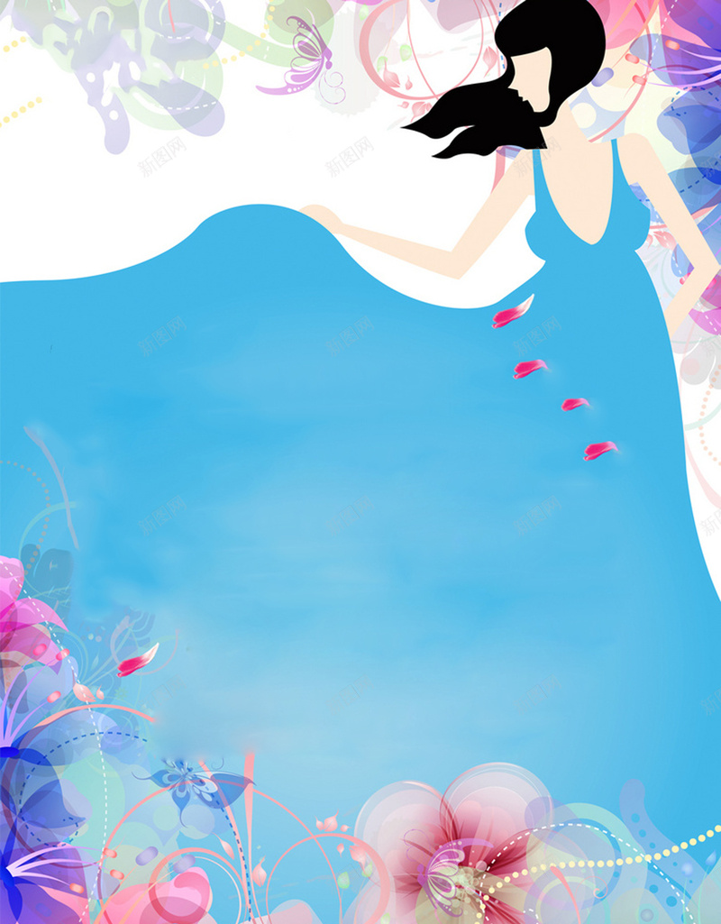 唯美宣传海报设计psd设计背景_新图网 https://ixintu.com 唯美 女生 宣传 蓝色 质感 梦幻 简约 长发 创意