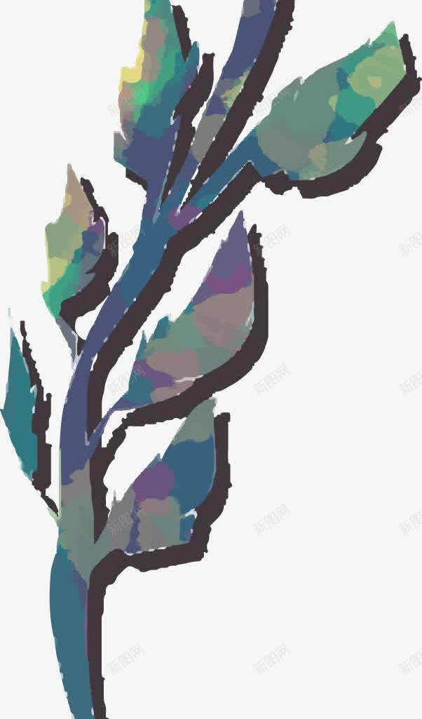 手绘植物水墨效果矢量图ai免抠素材_新图网 https://ixintu.com 中国风 图案 手绘 植物 水墨 花 装饰 矢量图