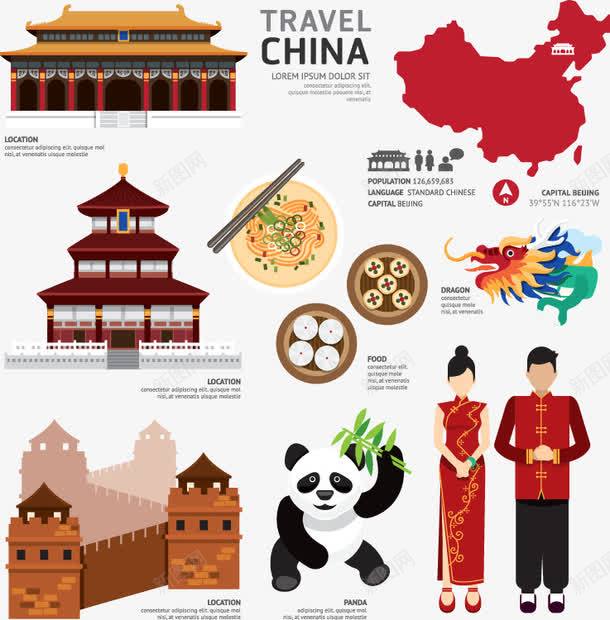 扁平旅游中国png免抠素材_新图网 https://ixintu.com 扁平旅游中国